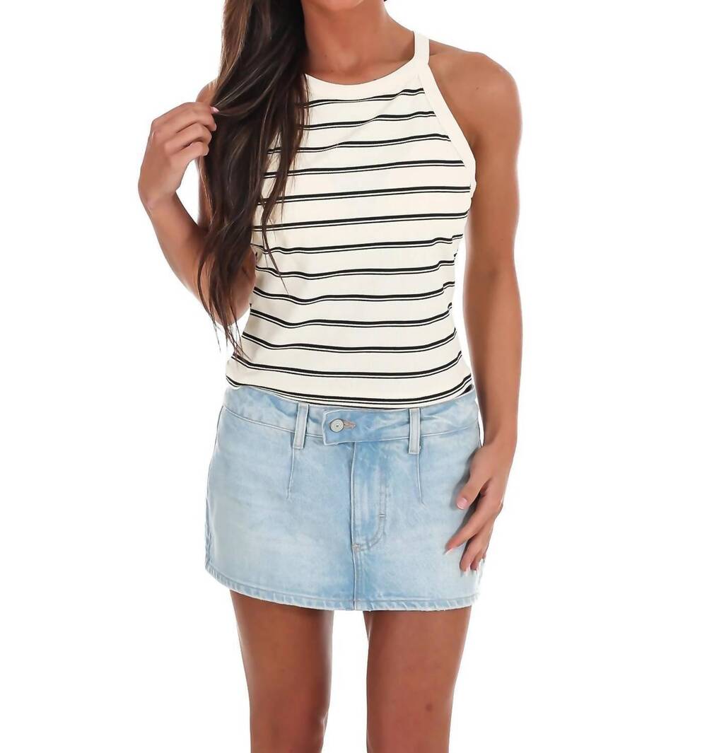 NEW MIOU MUSE day trip stripe high neck tank top in cream